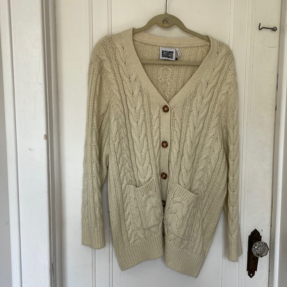 Reclaimed Cable Knit Sweater Cardigan - Picture 2 of 4